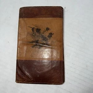 Vintage Brown & Bigelow Leather Bi-fold Wallet Fishing Hunting Dogs - Picture 1 of 8