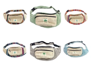 Handmade Hemp Fanny Pack Bum Bag Boho Hippie Waist Bag Money Belt Running Belt - Picture 1 of 31