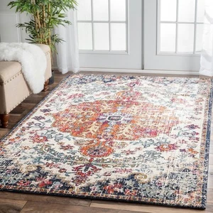 CREAM Blue Red Modern Rug Large Floor Mat Carpet - Picture 1 of 6