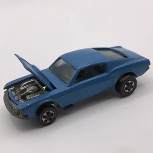 Hot Wheels Redline Custom Mustang 1967/68 Repainted Blue Silver Interior U.S.A. - Picture 1 of 14
