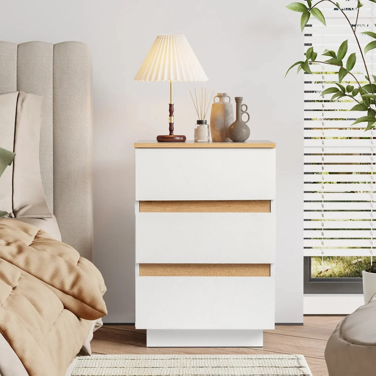 Nachttisch Mit 2 Schubladen Nachtschrank