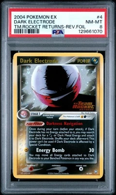 2004 POKEMON EX TEAM ROCKET RETURNS #4 DARK ELECTRODE-REVERSE FOIL PSA 8 - Image 1 of 2