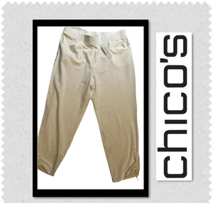 Chico's Weekend NEU Größe 1 - Off White Sanibel Strick Capri Crop geraffter Saum Neu mit Etikett - Bild 1 von 17