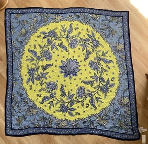 New NWT Loft large square scarf wrap shawl blue up yellow medallion floral - Picture 1 of 4