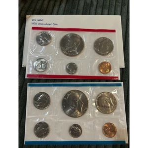1976 U.S. Mint Uncirculated Coin Set Red & Blue Envelope Bicentennial Coins - Picture 1 of 4