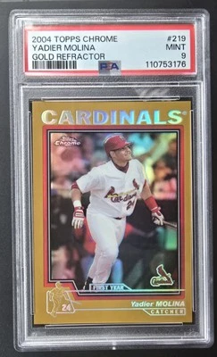 2004 TOPPS CHROME PSA 9 YADIER MOLINA RC GOLD REFRACTOR ROOKIE #219 - Image 1 of 2