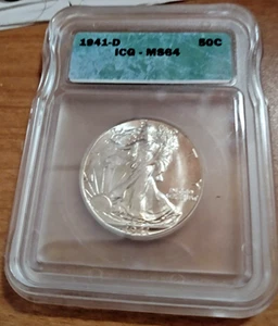 1941-D MS-64 Graded and Sealed Walking Liberty Half Dollar - Bild 1 von 3