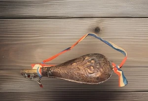 Civil War Era American Flask Leather Black Powder Flask For Muzzle Loading - Picture 1 of 7