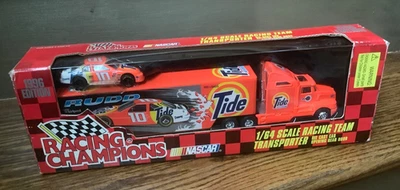Racing Champions 1996 Edition NASCAR #10 Ricky Rudd- Tide 1:64 Transporter w/Car - Image 1 of 4
