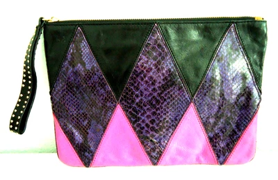 Juicy Couture Leather Wristlet Tablet iPad Sleeve Tech Bag Purple Black -11x8 in - Image 1 of 4