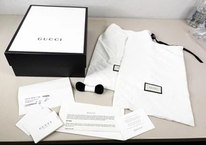 Gucci BLACK /WHITE Empty Shoe STORAGE GIFT BOX 6x11x15 + 2 Pouches & More GUC - Picture 1 of 10