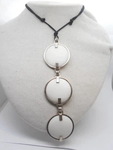 Ciondolo in Argento 925 con Alabastro naturale - Pendente Pietra Dura Bianca - Picture 1 of 7