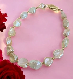 14K Gold Freshwater Pearl Bracelet 14k Clasp/Beads Pink Hue 6.5” Estate Find EUC - Picture 1 of 16