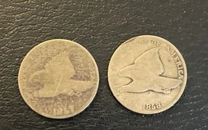 Lot 2 1 Cent Münzen 1857/1858 Fliegender Adler - Bild 1 von 6