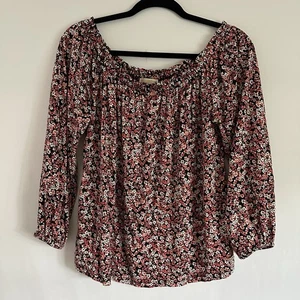 Michael Kors Langarm Bluse Rosa Grapefruit Blumen Damen L - Bild 1 von 8