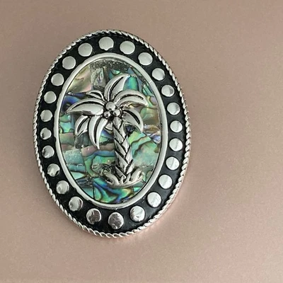 Colgante Palmera Abulón Acero Inoxidable Pulido Con Negro Antiguo Foto 1 de 4