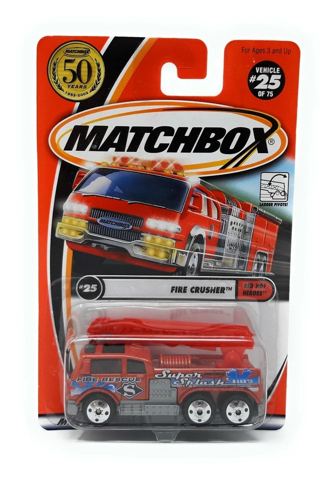 Matchbox 2002 No 25 Fire Crusher w Logo 50 years blister card MBX Superfast - image 1 of 1