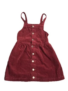 Cat & Jack Corduroy Maroon Full Button Up Little Girls Dress Sleeveless Size 7-8 - Picture 1 of 7