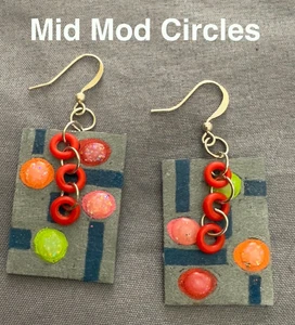 Handmade Mod Mid Century Modern Style Geometric Earrings - Beads, Shrink Plastic - Picture 1 of 78