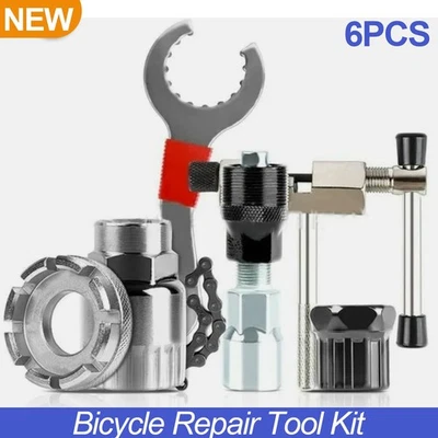 6Pcs Bicycle Repair Tool Kit Crank Chain Cutter And Freewheel Puller - Image 1 of 4