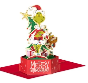 Tarjeta de Navidad El Grinch Pop Up Display LOTE DE 4 totalmente nueva con sobres - Imagen 1 de 5