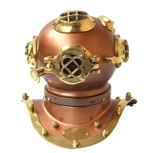 Vintage Handmade Marine Divers Diving Helmet Miniature US Navy Copper Finish ... - Picture 1 of 7