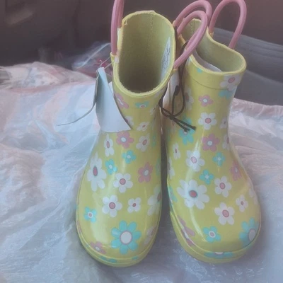 Botas de lluvia Western Chief amarillas florales para niños talla 12 para niños Foto 1 de 4