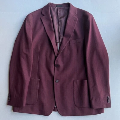 Abrigo Deportivo Michael Kors Blazer Chaqueta Para Hombre 44R Lana Espiga Borgoña Clásico Foto 1 de 4