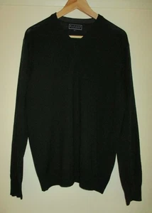 Blazer Dk Green Wool Mix Fine Knit Long/S V Neck Jumper L - Picture 1 of 5