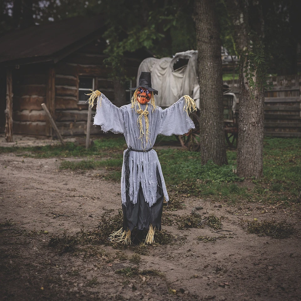 5 pies 8" cabeza animada girando calabaza espantapájaros decoración de Halloween Foto 1 de 1