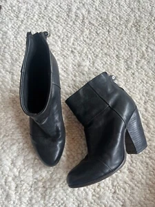 Rag and Bone Ankle Booties Boots Newbury Black Leather Size 38.5 - Picture 1 of 4