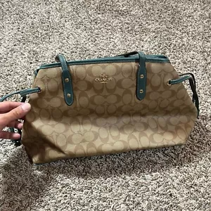 Coach Drawstring Carryall Purse Brown Signature Canvas - Pre-Owned - Picture 1 of 19