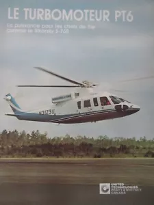 2/1987 PUB PRATT WHITNEY CANADA TURBOMOTEUR PT6 SIKORSKY S-76B HELICOPTER AD - Foto 1 di 1
