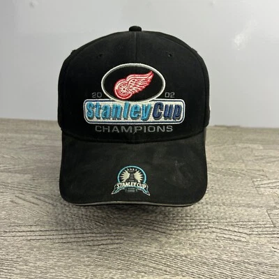 Винтажная черная кепка Detroit Red Wings с ремешком на спине 2002 Кубок Стэнли чемпионов - Изображение 1 из 4