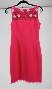 Elie Tahari Dress Womens 2 Laurence Embroidered Sheath Pink Ponts Sleeveless New - Picture 1 of 8