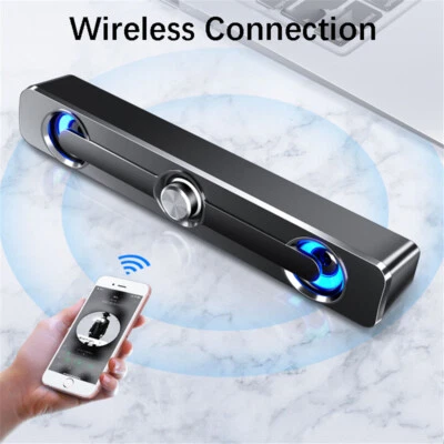 Computer Speaker Bar USB Stereo Subwoofer Bass Surround Sound Box For PC Laptop - Image 1 of 4