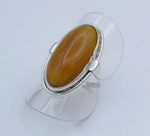 Vintage Damenring mit Bernstein 925er Silber - 57 (18,1 mm Ø) - Picture 1 of 3