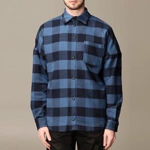PALM ANGELS Logo Print Flannel Overshirt Jacket Shacket Buffalo Check Snap M-S - Picture 1 of 12