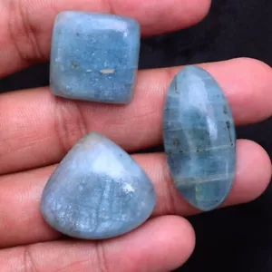 3 Stck. Natürlicher Aquamarin Unbehandelt 22mm-35mm Cabochon Lose Edelsteine Großhandel - Bild 1 von 7