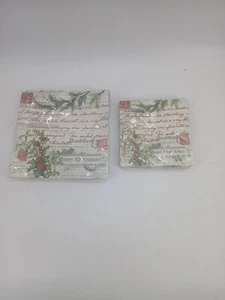 (Lot Of 2) Punch Studio Merry Christmas Napkins 16 Total Napkins Luncheon Bever - Picture 1 of 5