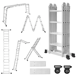 Mehrzweckleiter Klappleiter Anlegeleiter Stehleiter Plattform Alu Leiter 6 in 1 - Bild 1 von 13