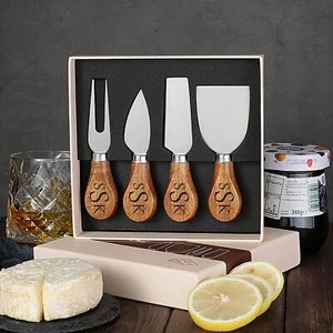 Personalisiertes 4x Edelstahl Käsemesser Set, Wurstmesser Set für Par - Bild 1 von 18