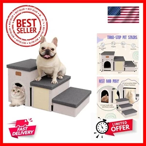 Dog Stairs for Small Dogs, Foldable Dog Steps for Bed, Sofa and Chair, Non-Sl... - Picture 1 of 8