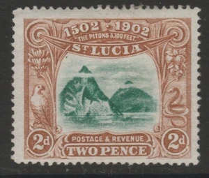 St Lucia MINT sg63 1902 Columbus discovery anniversary 2d green & brown - Picture 1 of 2
