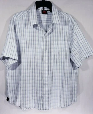 Hawk Men's Shirt Size XL Blue & White Striped Button Front Short Sleeve - Image 1 of 4