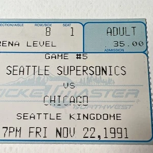 Seattle Super Sonics Chicago Bulls 11/22/1991 VTG Ticket Stub Seattle KINGDOME - Picture 1 of 5