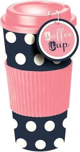 Taza de café de té con aislamiento térmico a lunares rosa y azul taza de viaje para llevar y tapa - Imagen 1 de 1