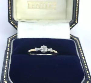 Diamond Solitaire Illusion Setting 9ct Gold Ring - Size N - Picture 1 of 12