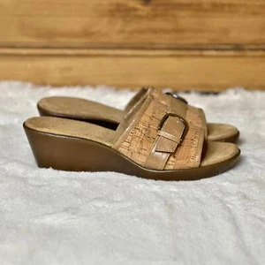 A2 Aerosoles Eyes On You Cork Wedge Sandals Tan Women's 7M - Picture 1 of 10