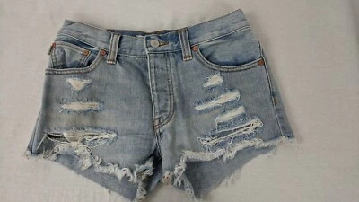 Pantalones Cortos de Jean TALULA ARITZIA Cinco Bolsillos Envejecidos Lavado Ligero Botón Mosca Talla 26 Foto 1 de 4